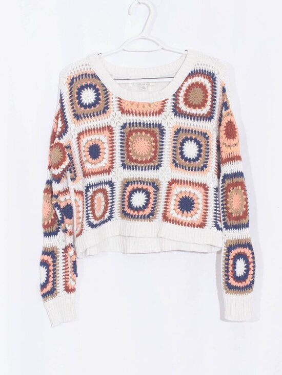 American Eagle Outfitters Sweaters - AMERICAN EAGLE Granny Square Crochet Sweater Size S